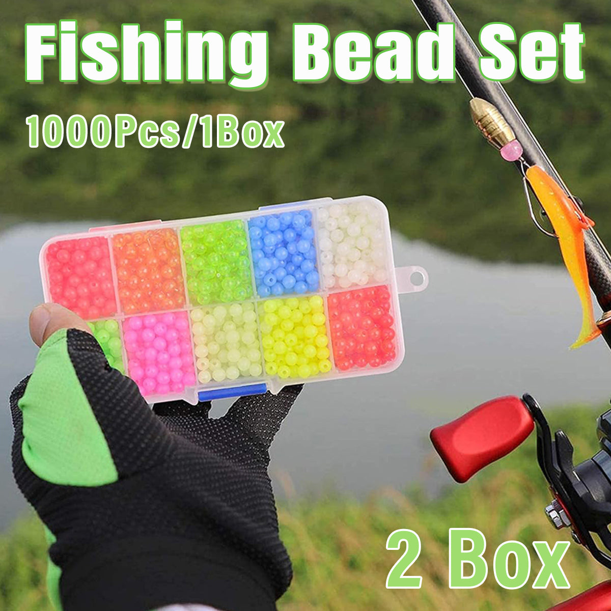 Glow In The Dark Luminous Fishing Beads 5mm With Storage Box