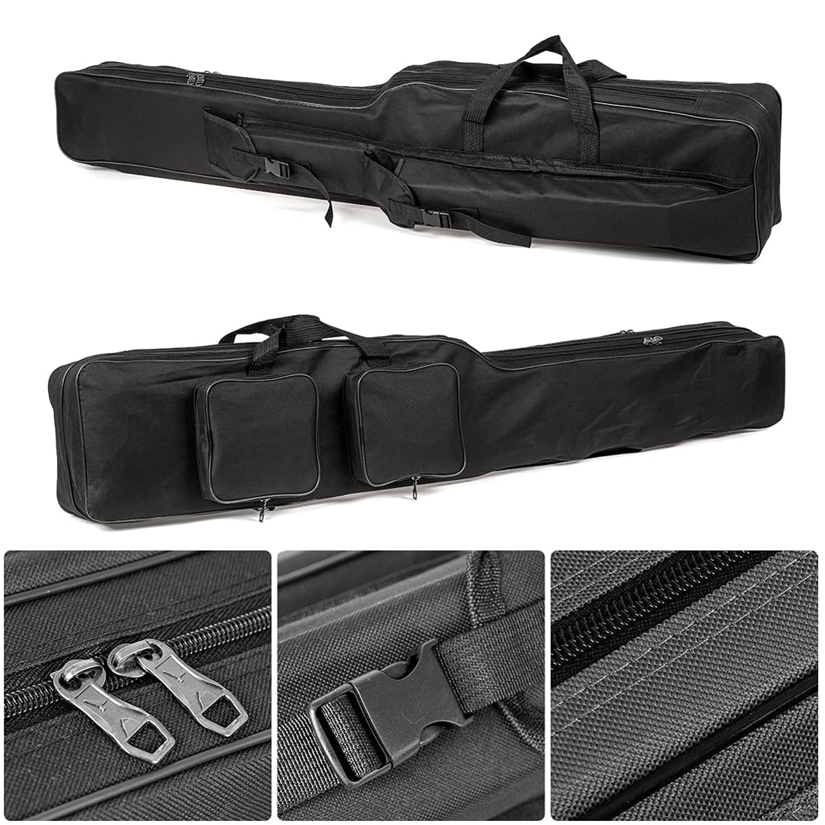 Double-Layer Fishing Rod Bag Waterproof 130cm Tackle Storage Case