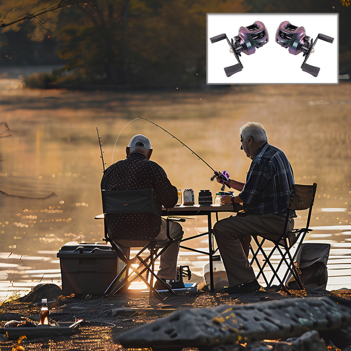 Metal Fishing Reel High-Speed Gear 7.2:1 with Force Alarm