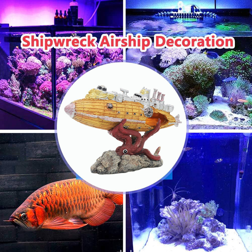 Submarine Aquarium Decoration with Octopus Design for Fish Tanks