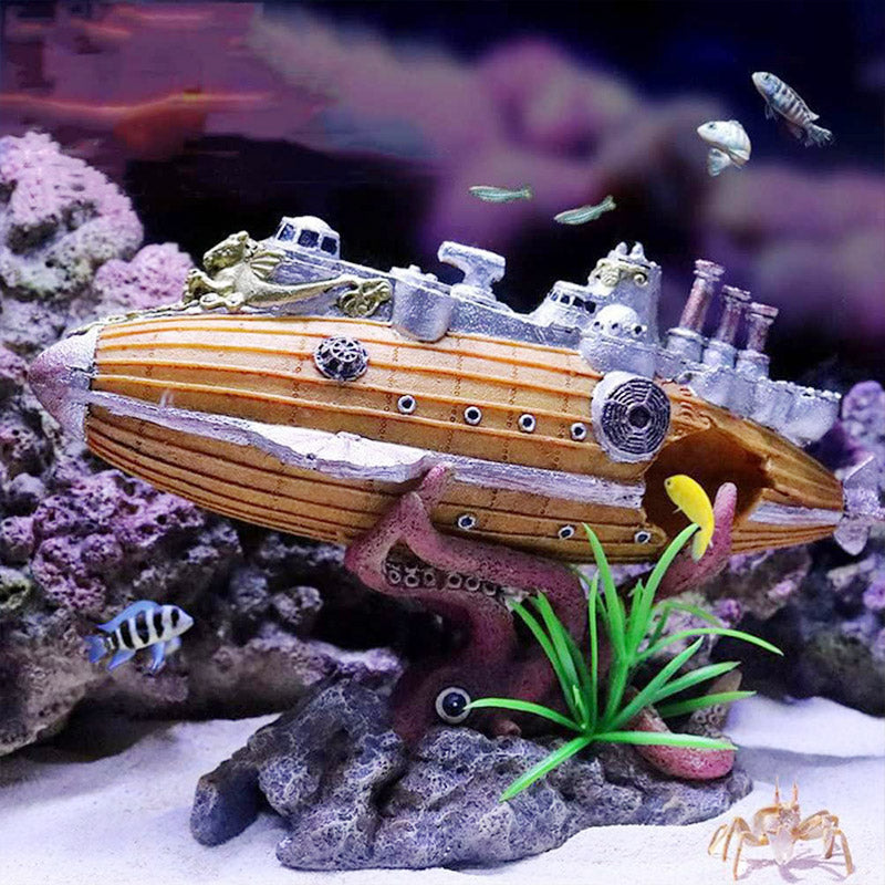 Submarine Aquarium Decoration with Octopus Design for Fish Tanks