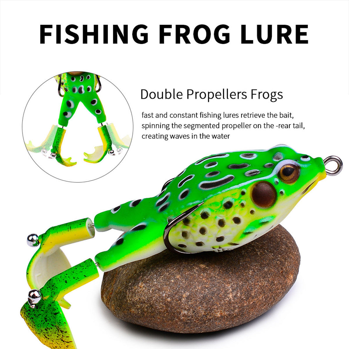 3PCS Bionic Frog Fishing Lures with Double Hooks for Freshwater