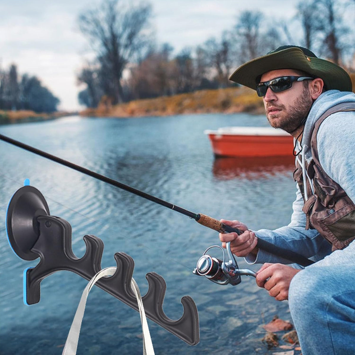 Fishing Rod Display Rack – Multi-Slot Suction Cup Holder
