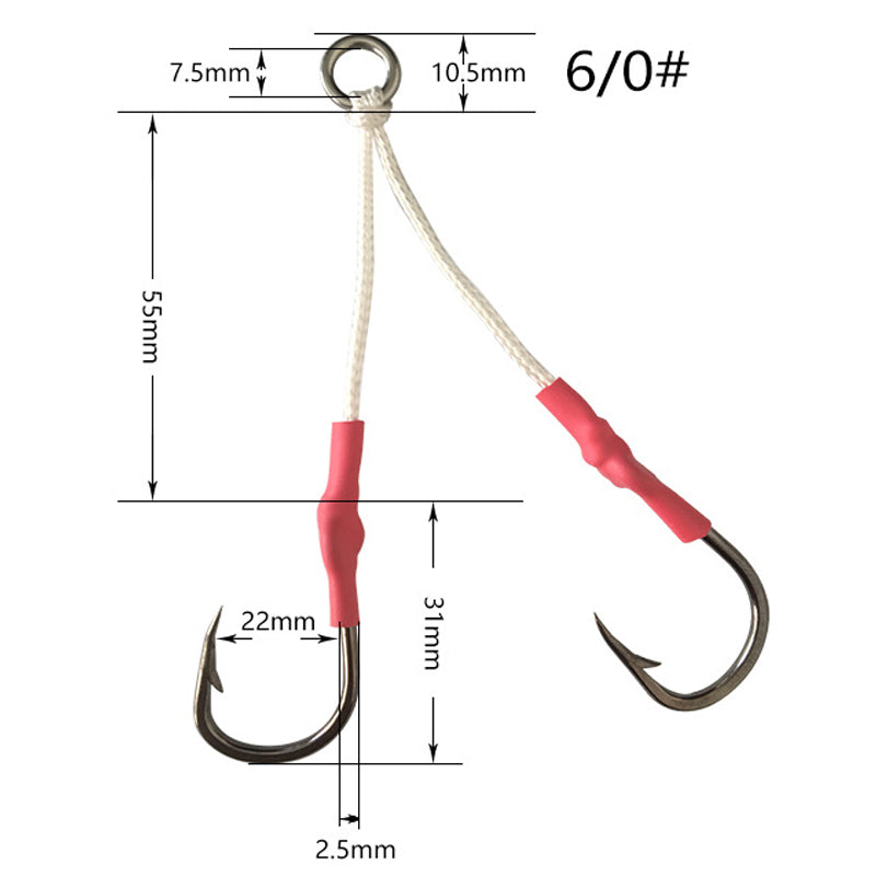 4PCS Twin Assist Jig Hooks for Micro & Slow Pitch Jigs