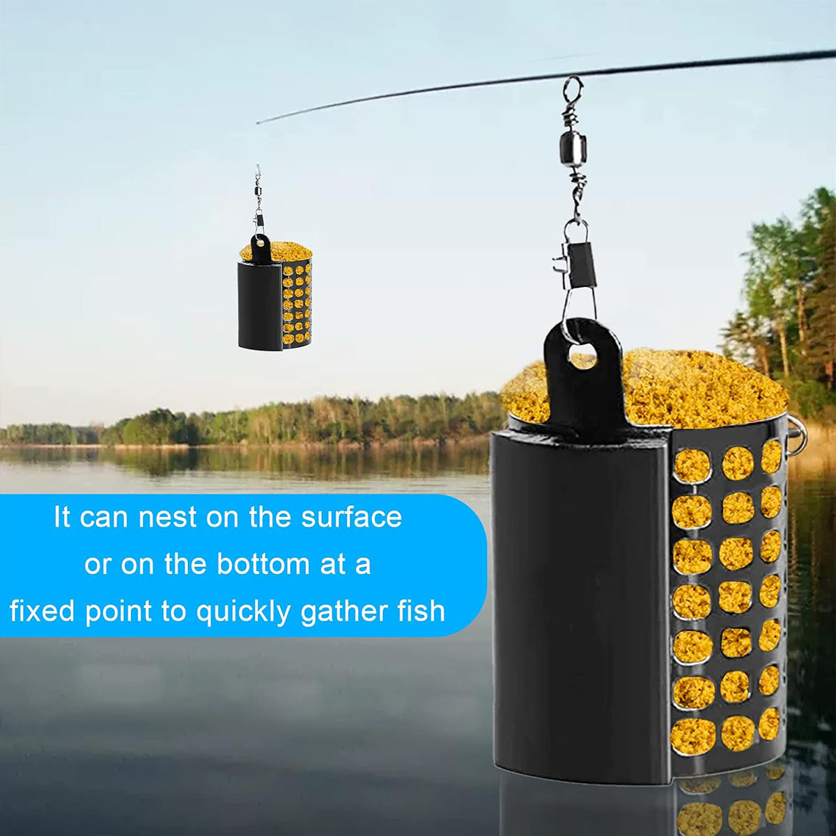 3pcs Stainless Steel Fishing Bait Cage Set with Snap Swivels