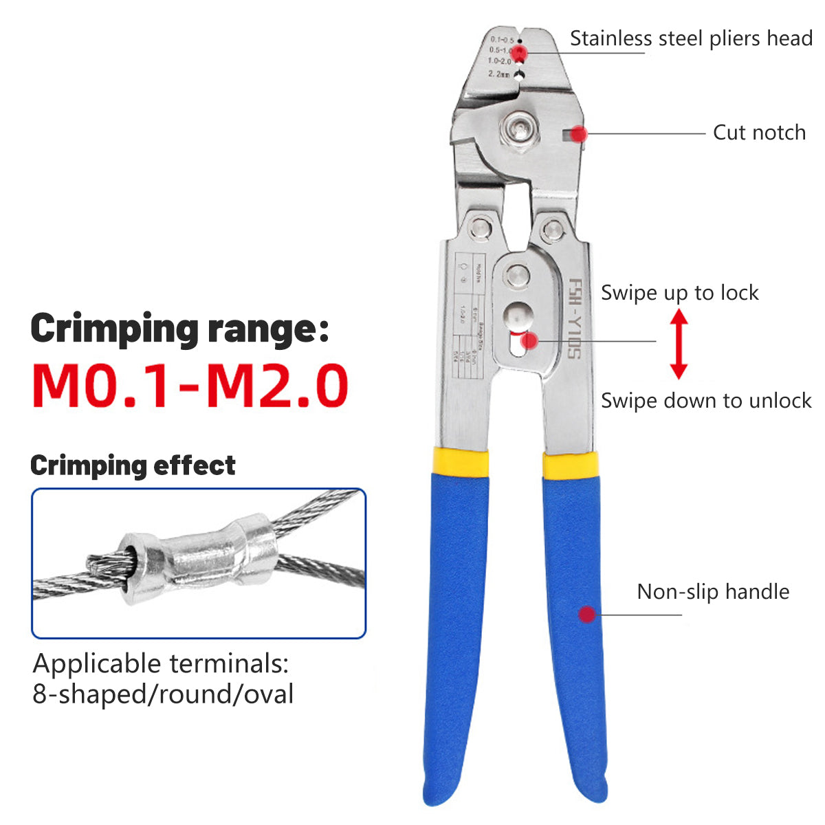 8-shaped Wire Rope Crimping Tool Pliers Swaging Swager Crimper Loop Sleeve
