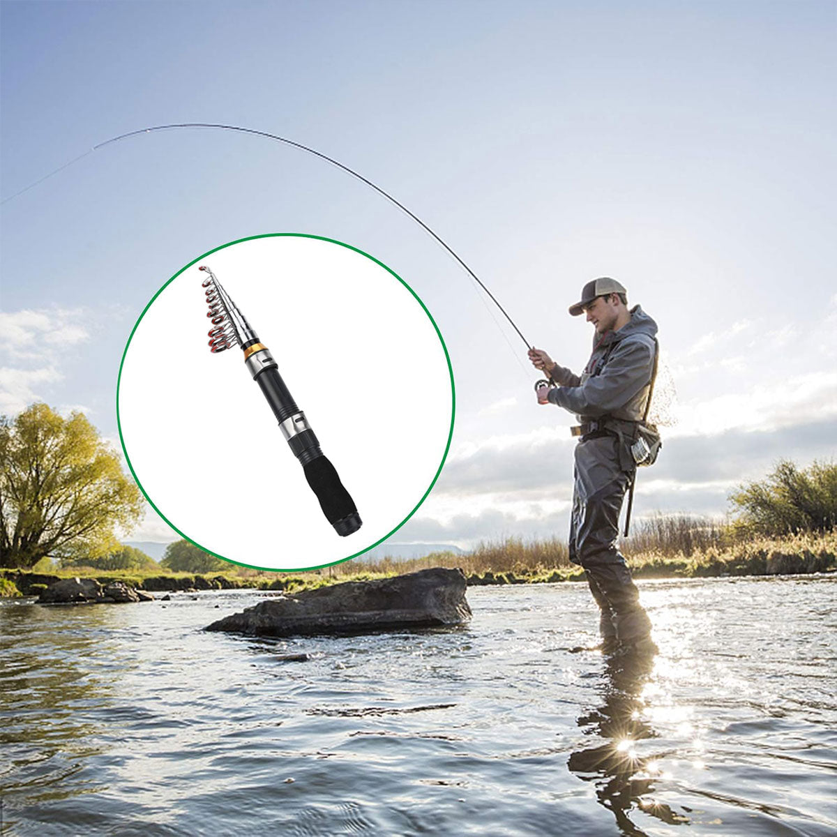 Telescopic Fishing Rod Portable Compact Travel Freshwater Saltwater