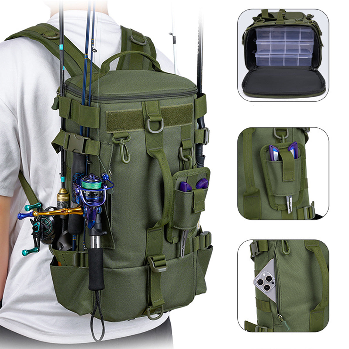Multifunctional Waterproof Fishing Bag Large Capacity Oxford Tackle Storage