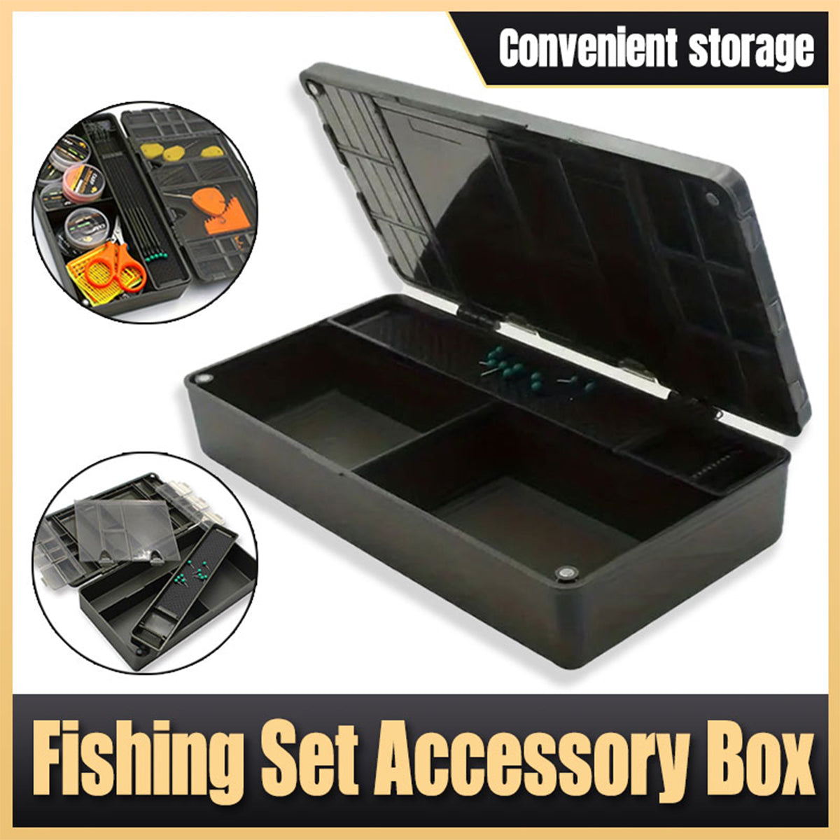 Carp Fishing Tackle Box With Measuring Bar And Rig Pins