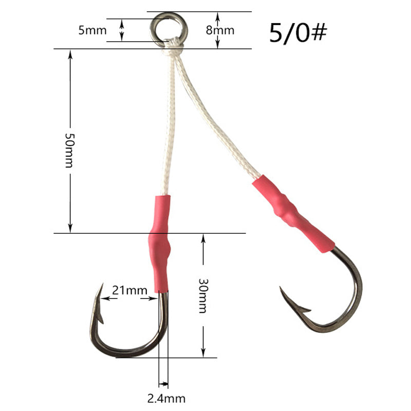4PCS Twin Assist Jig Hooks for Micro & Slow Pitch Jigs