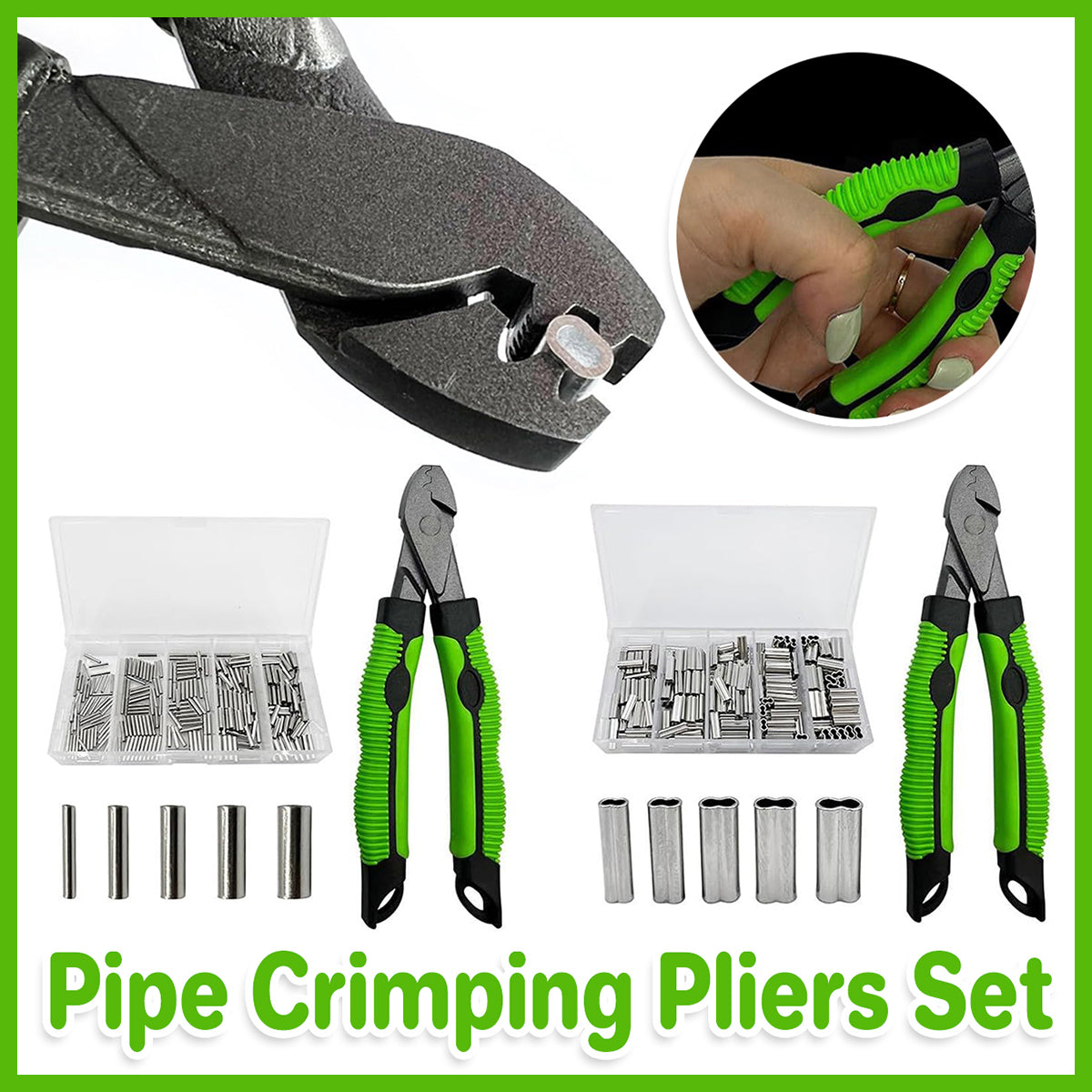 Fishing Crimping Tool Set with Pliers and Copper Ferrules Kit