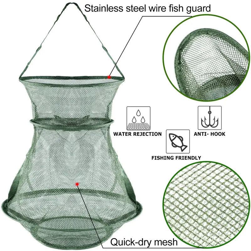 Nylon Fish Basket Quick-Dry Mesh Waterproof Fishing Net For Catch & Release