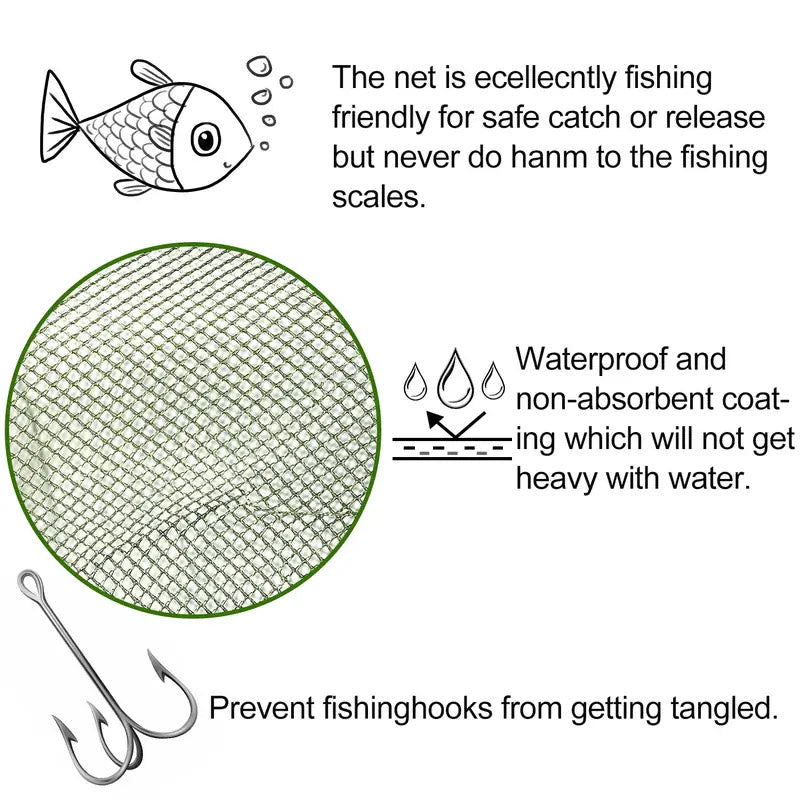 Nylon Fish Basket Quick-Dry Mesh Waterproof Fishing Net For Catch & Release