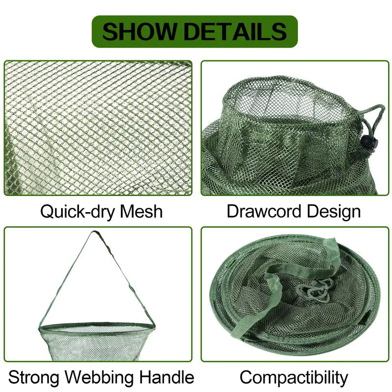 Nylon Fish Basket Quick-Dry Mesh Waterproof Fishing Net For Catch & Release