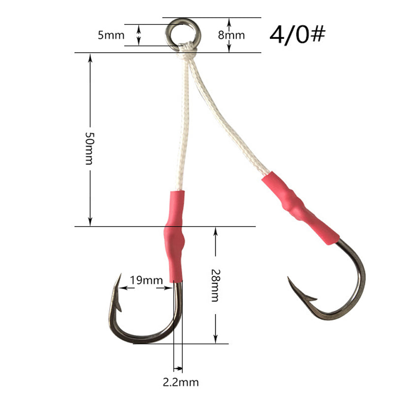 4PCS Twin Assist Jig Hooks for Micro & Slow Pitch Jigs