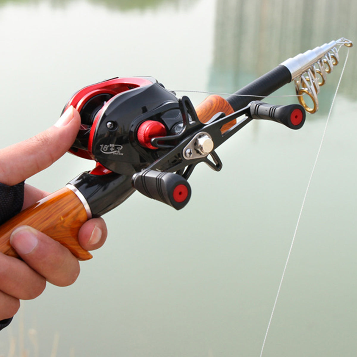 Telescopic Imitation Wood Fishing Rod Ultra Lightweight Portable Fishing Pole