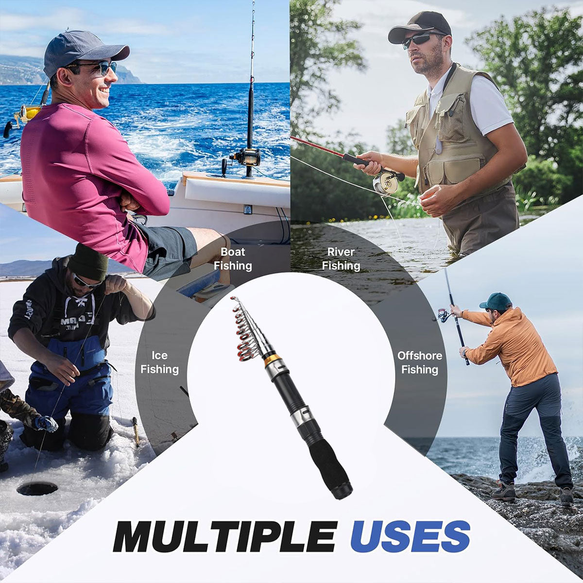 Telescopic Fishing Rod Portable Compact Travel Freshwater Saltwater