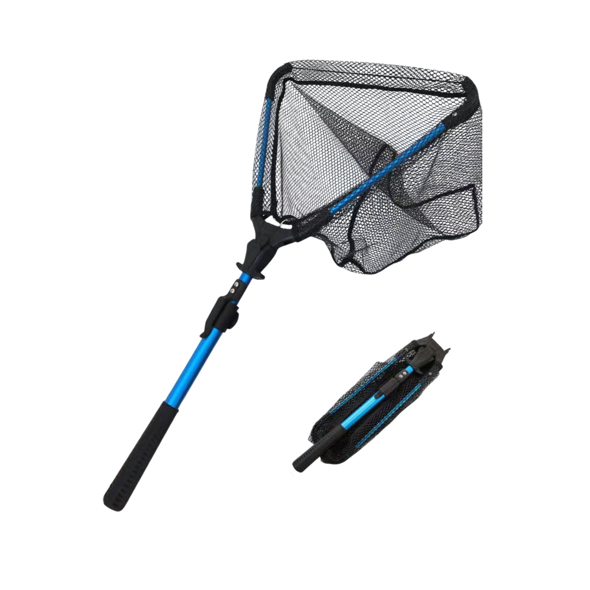 Folding Fishing Net Telescopic Aluminum Alloy Scoop Net Handheld Triangle Mesh