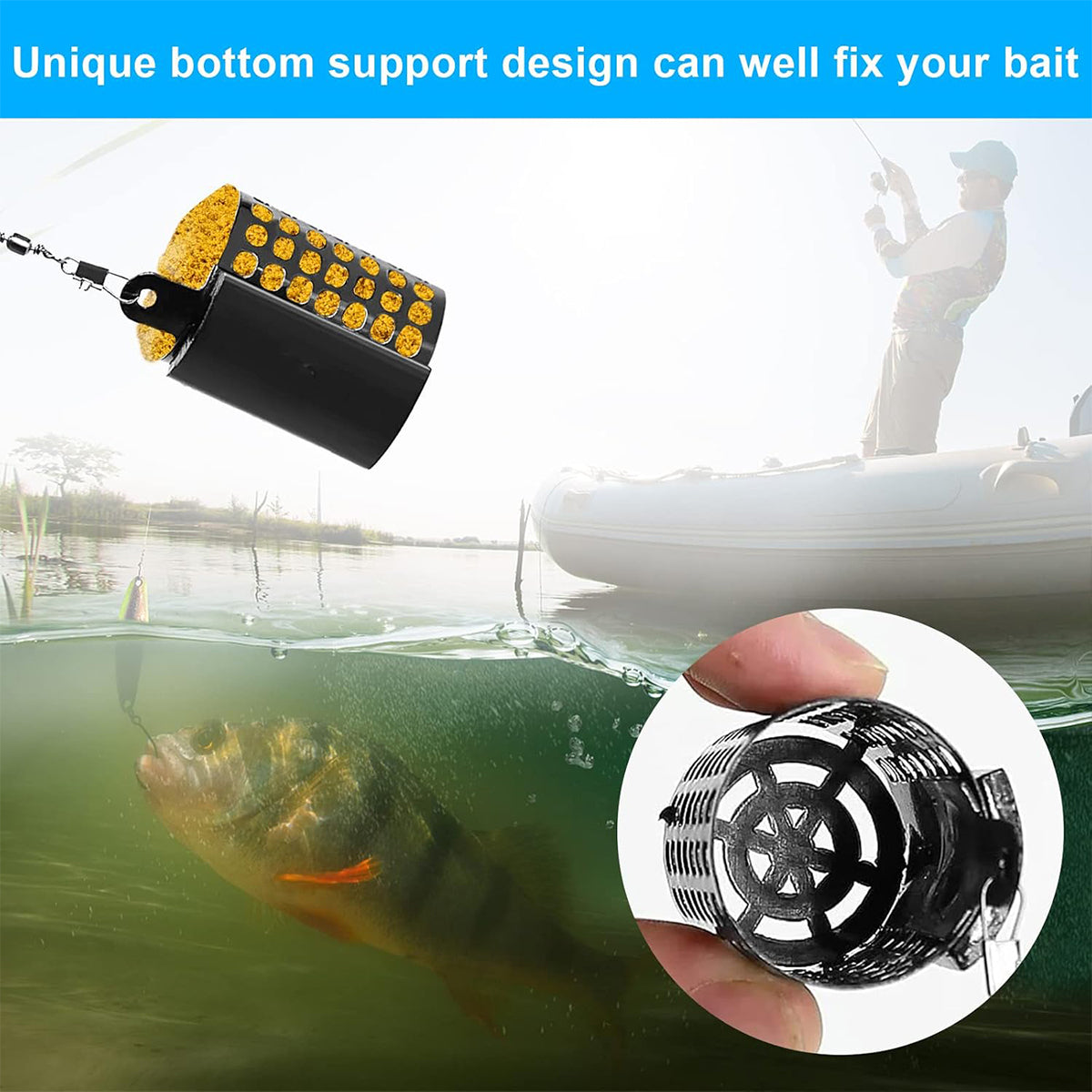 3pcs Stainless Steel Fishing Bait Cage Set with Snap Swivels