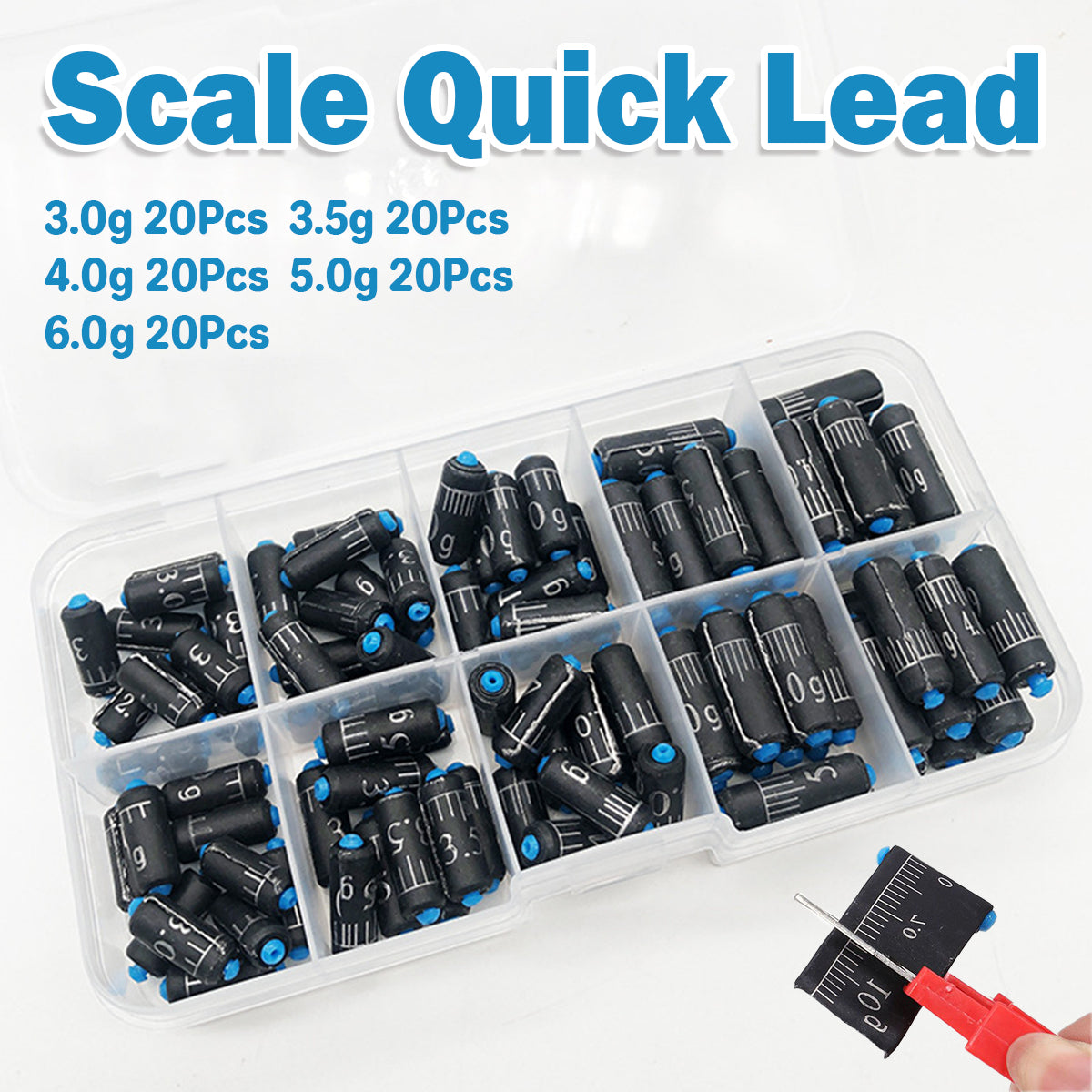 Graduated Fishing Lead Weights 100PCS with Storage Box
