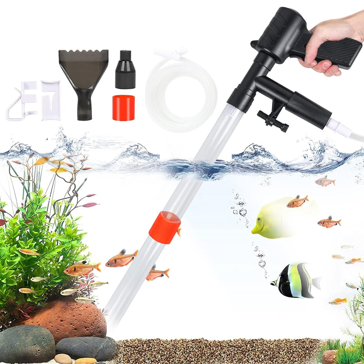 Efficient Fish Tank Gravel Cleaner Multi-functional 6-in-1 Cleaning Kit