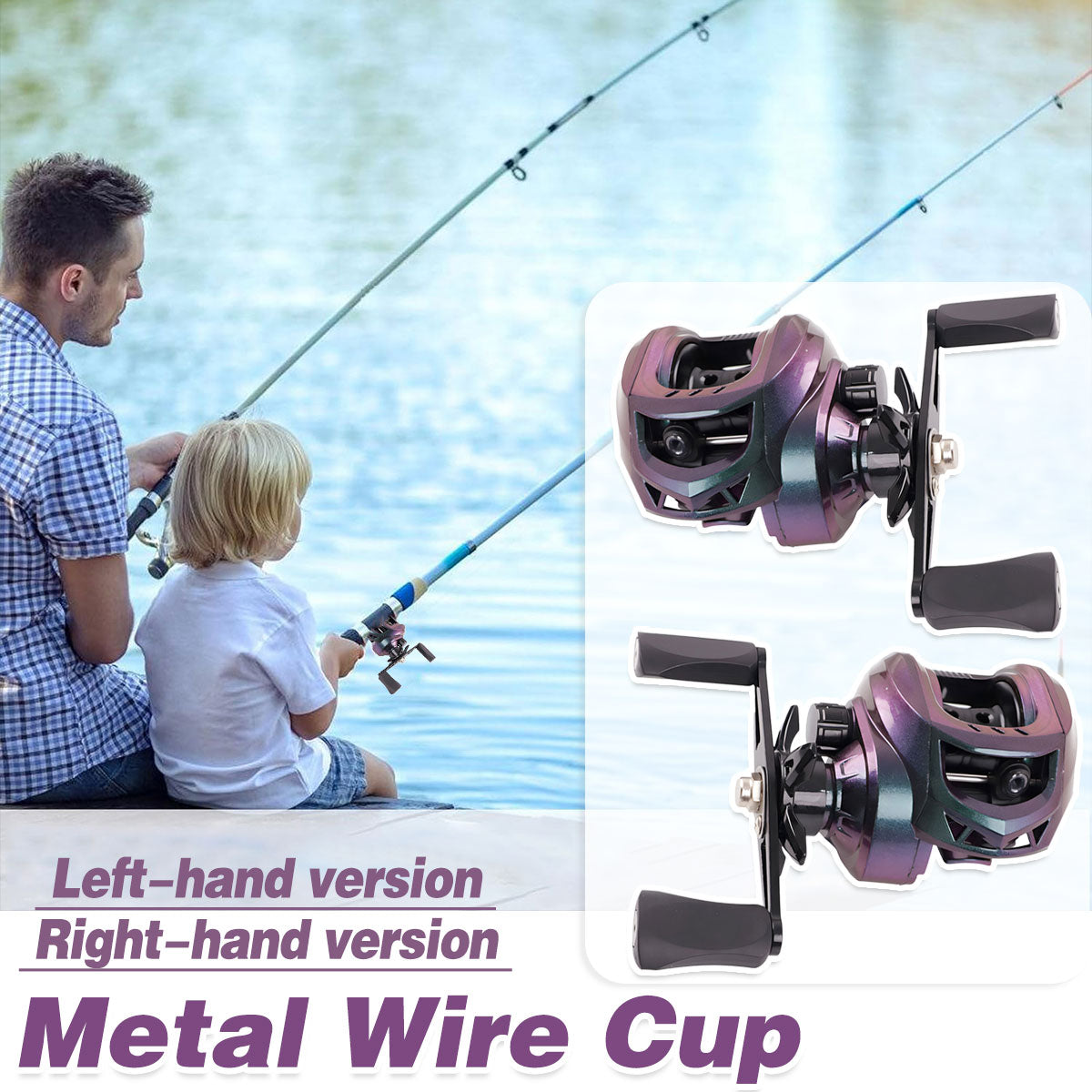 Metal Fishing Reel High-Speed Gear 7.2:1 with Force Alarm