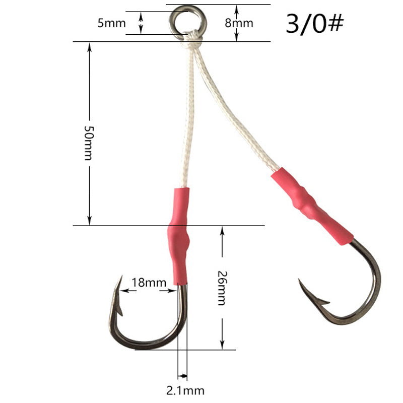 4PCS Twin Assist Jig Hooks for Micro & Slow Pitch Jigs