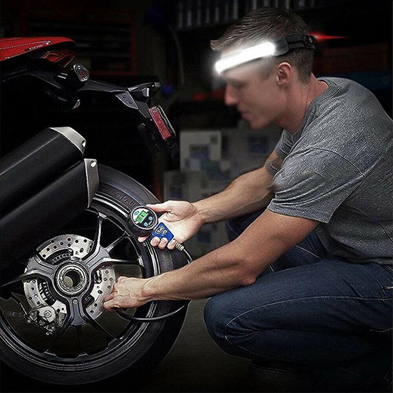Rechargeable LED Headlamp Wide Beam COB Light with Rear Warning