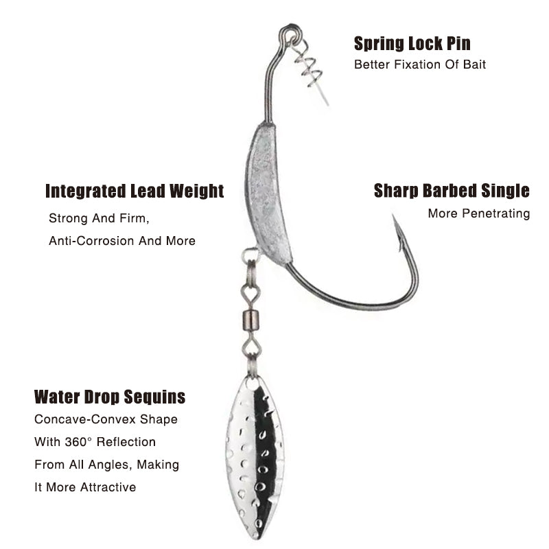 Weedless Jighead Hook Set Swimmer Worm Hooks 1/0–3/0