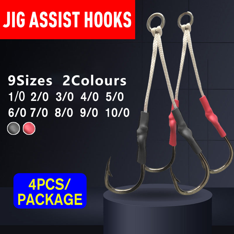 4PCS Twin Assist Jig Hooks for Micro & Slow Pitch Jigs