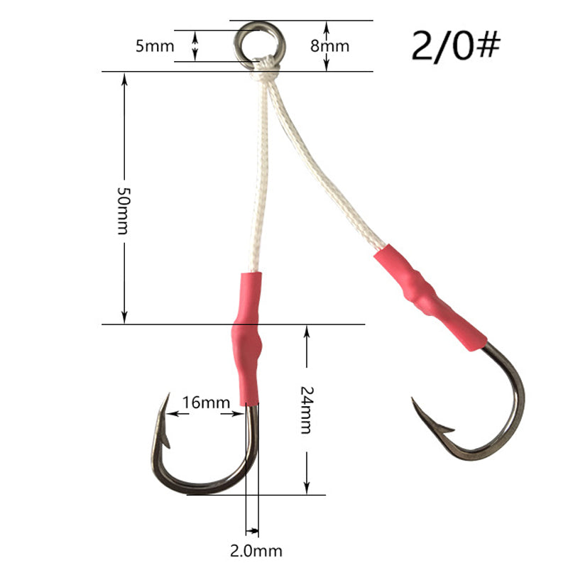4PCS Twin Assist Jig Hooks for Micro & Slow Pitch Jigs