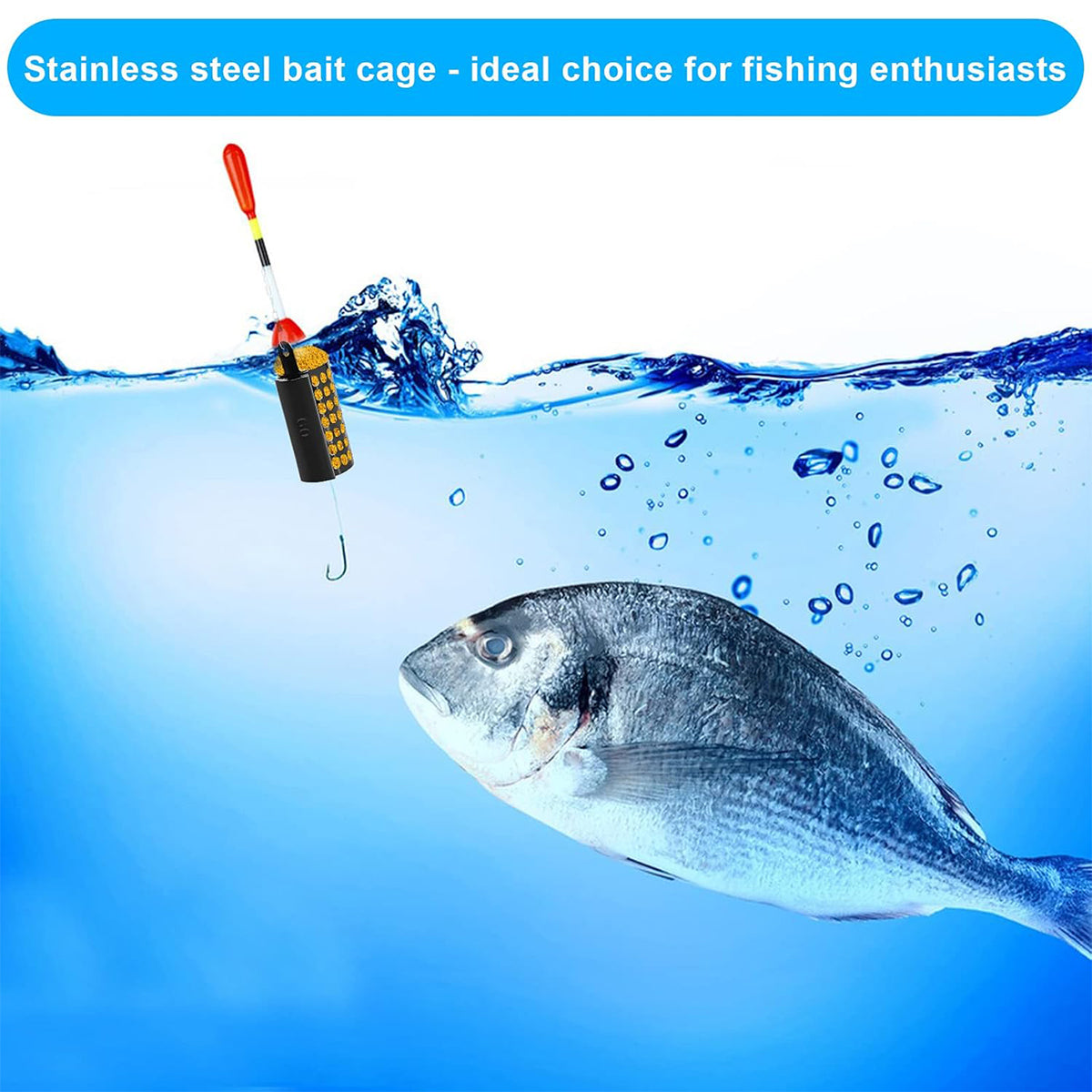 3pcs Stainless Steel Fishing Bait Cage Set with Snap Swivels