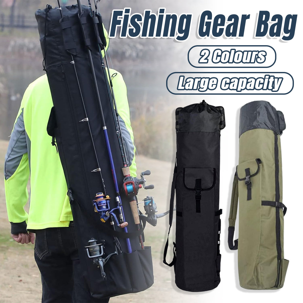 Outdoor Fishing Rod Bag 5 Rod Holder Waterproof Oxford Storage Case
