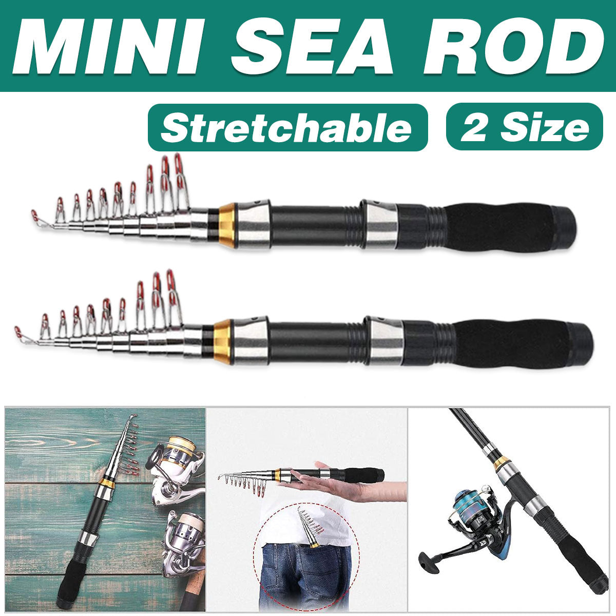Telescopic Fishing Rod Portable Compact Travel Freshwater Saltwater