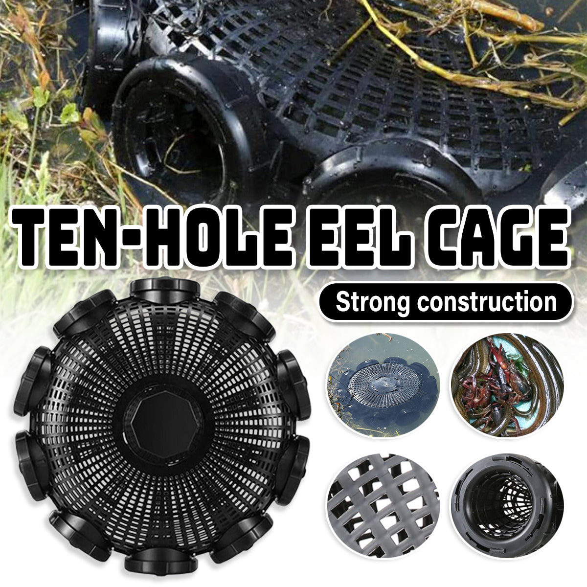 Ten-Hole Fishing Cage Trap for Eels Shrimp Crab and Fish