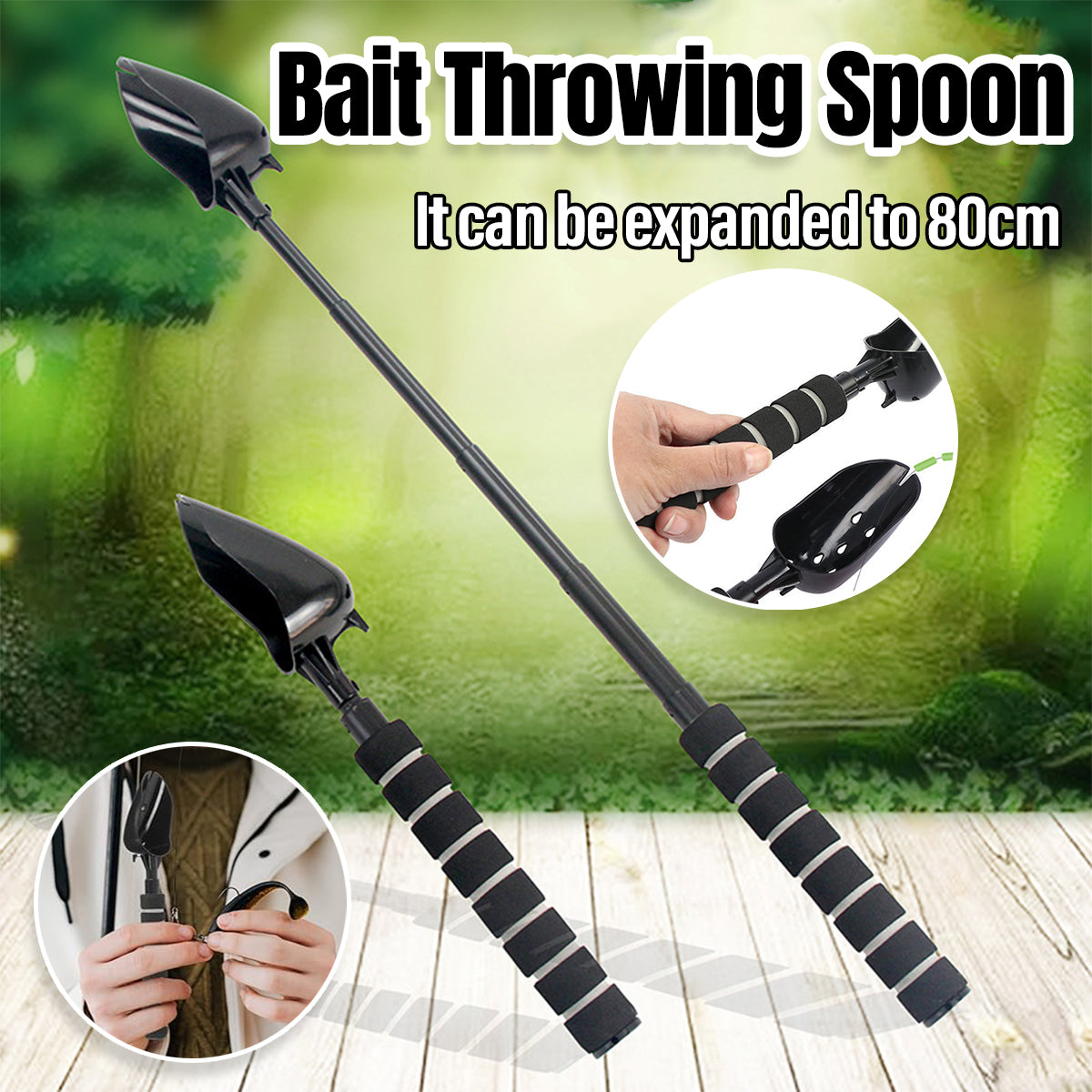 Telescopic Bait Throwing Spoon Aluminium Alloy For Fishing