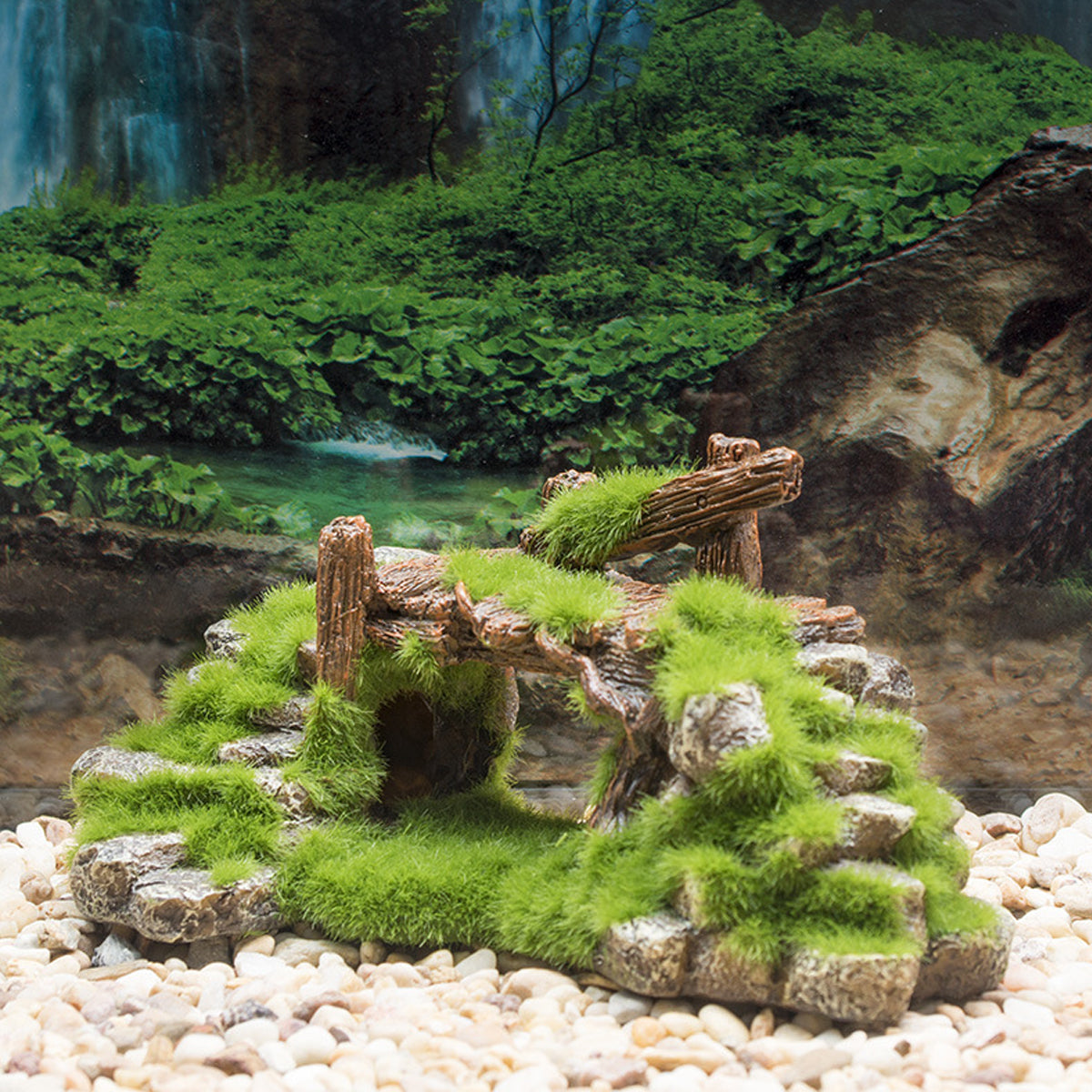 Resin Moss Bridge Decoration Aquarium Ornament For Fish & Turtle Tanks