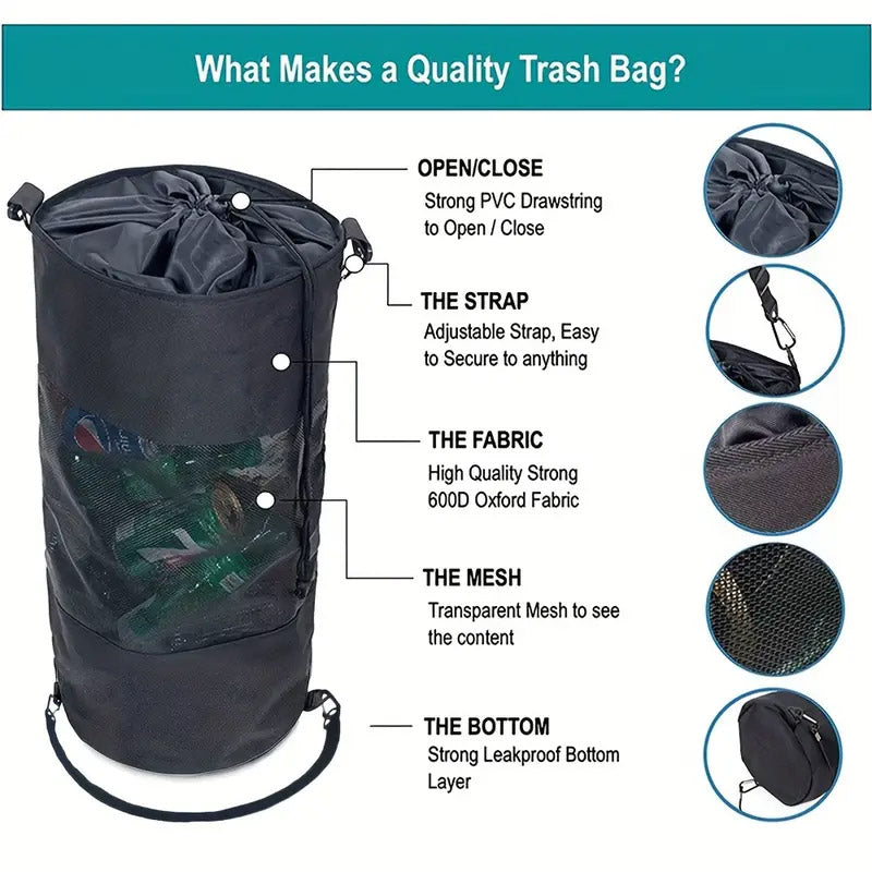 Large Marine Garbage Bag for Boat with Hook and Mesh Design