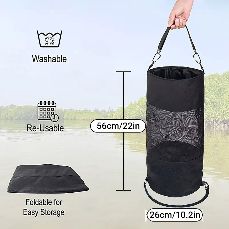 Large Marine Garbage Bag for Boat with Hook and Mesh Design