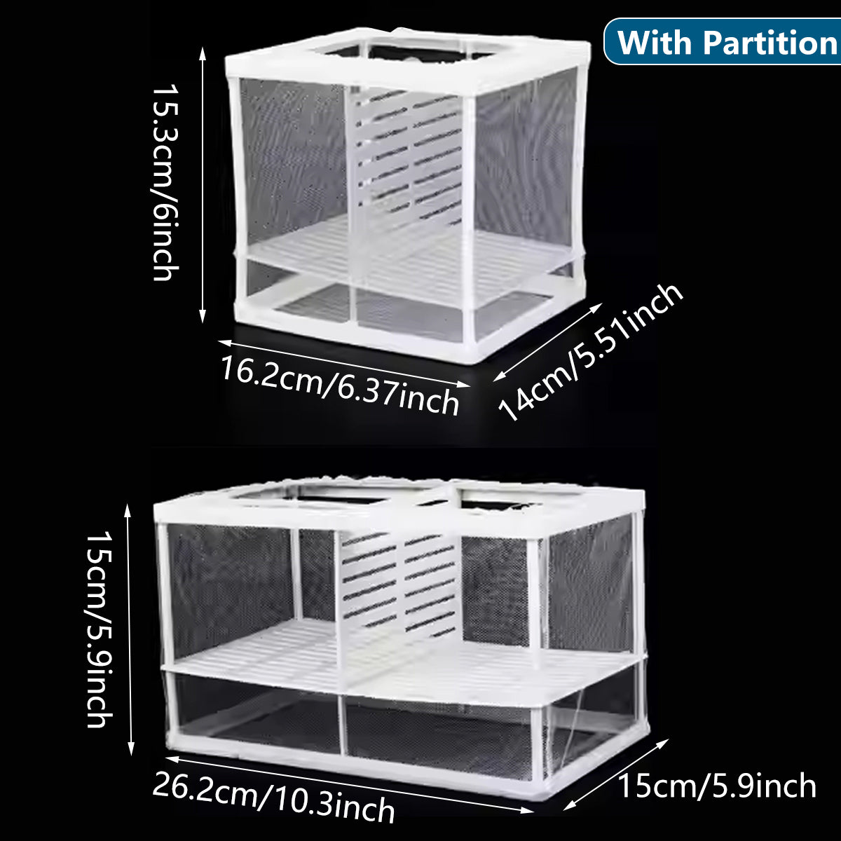 2pcs Fish Breeding Hatchery Box Juvenile Isolation Net Fry Spawning Incubator