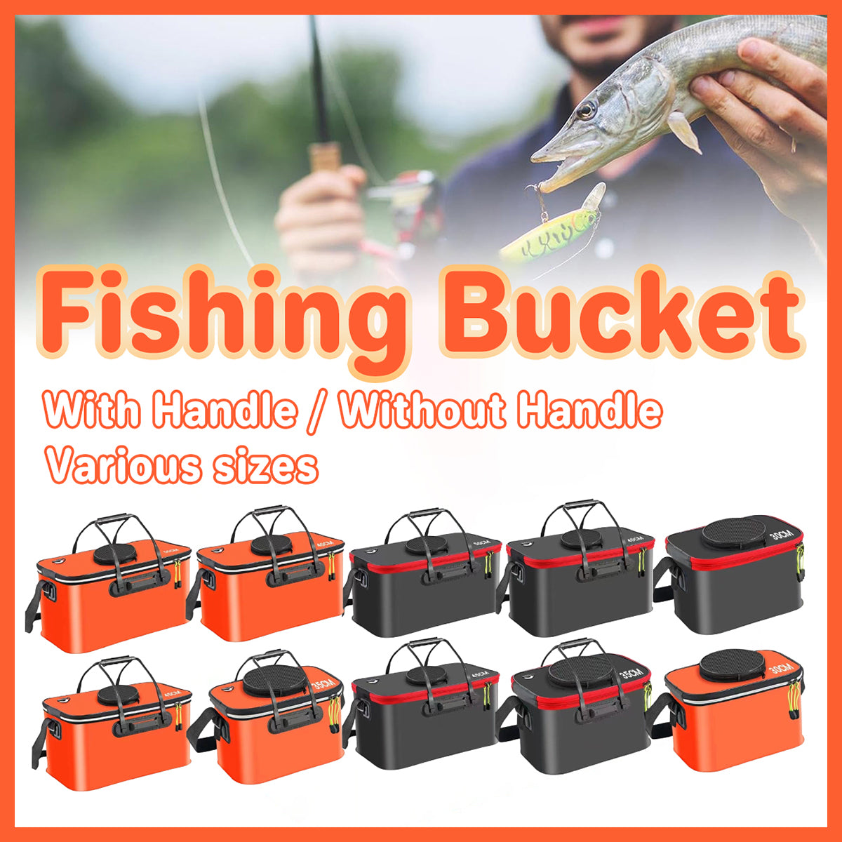 Folding EVA Fishing Bucket Waterproof Portable Live Fish Container