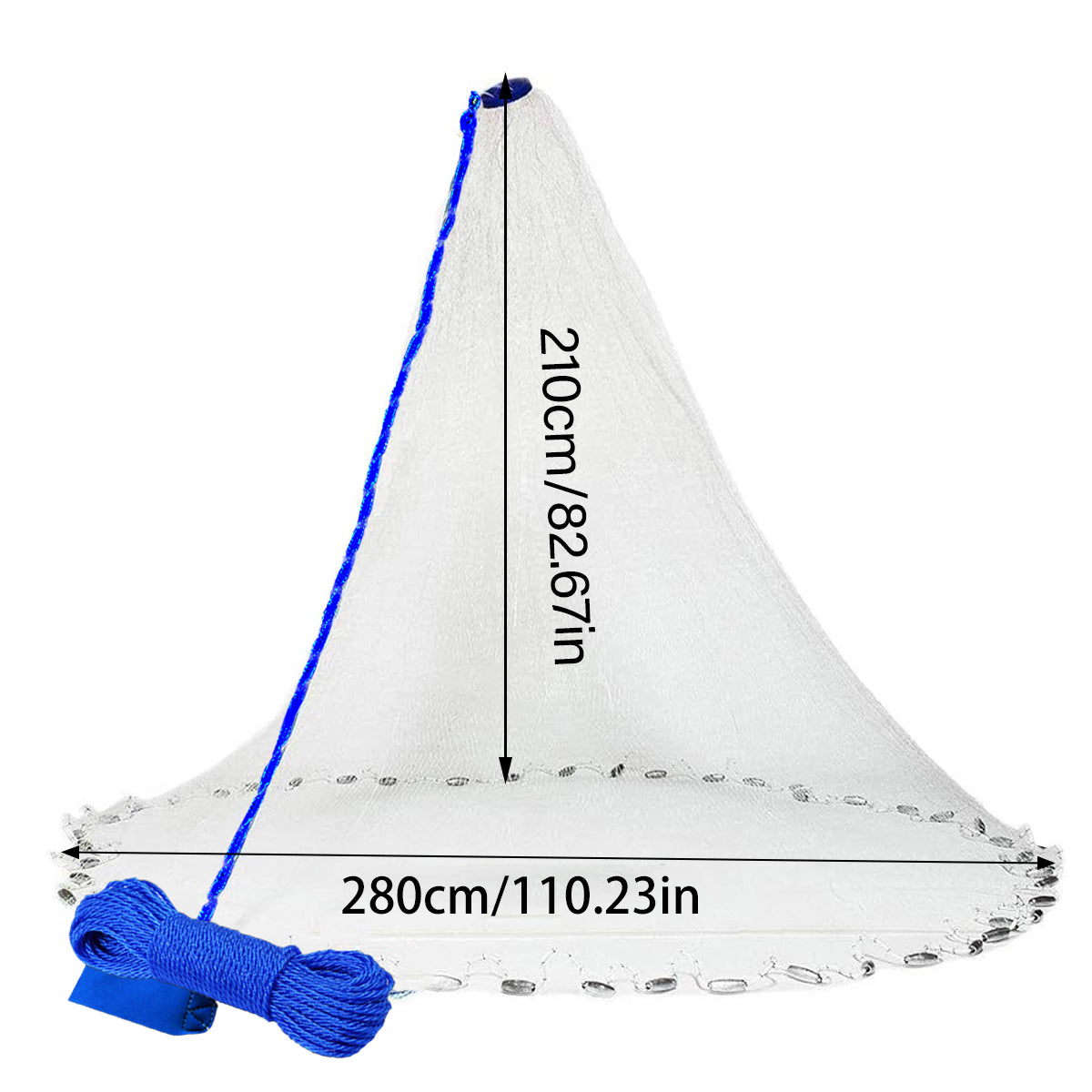 Hand Cast Net Fishing Throw Net with Strong Rope