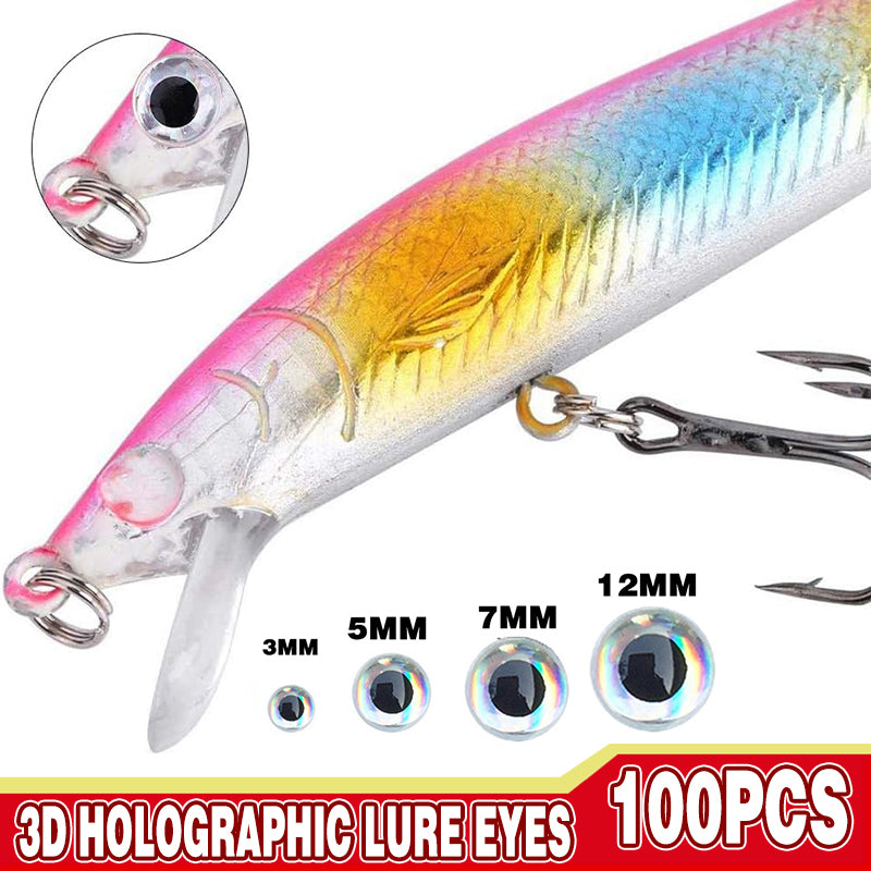 3D Holographic Fishing Lure Eyes Adhesive Soft Molded For Fly Tying
