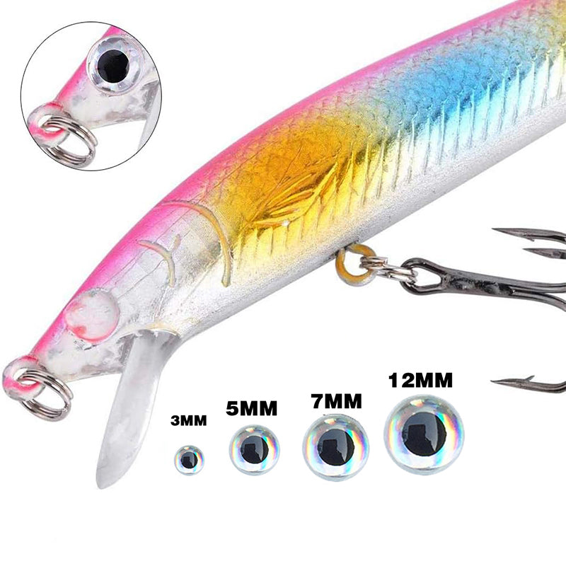 3D Holographic Fishing Lure Eyes Adhesive Soft Molded For Fly Tying