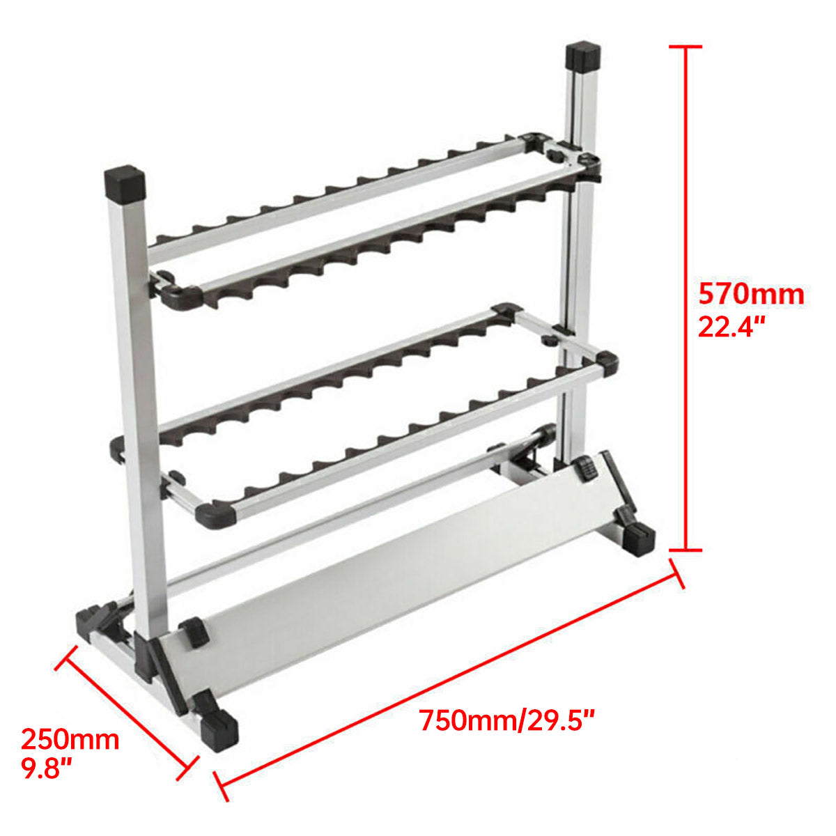 24-Hole Aluminum Fishing Rod Rack with EVA Foam for All Rod Types