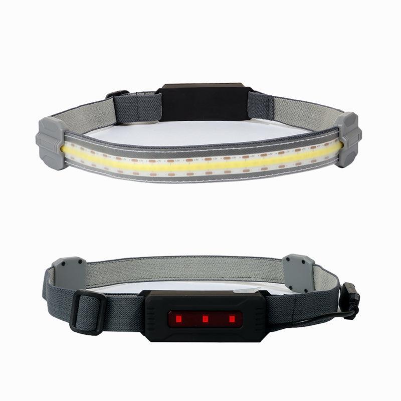 Rechargeable LED Headlamp Wide Beam COB Light with Rear Warning
