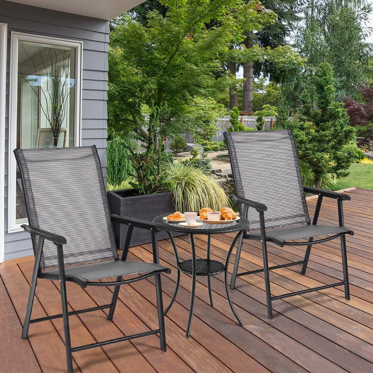 Comfortable Folding Metal Chair with Mesh Backrest for Outdoor Use