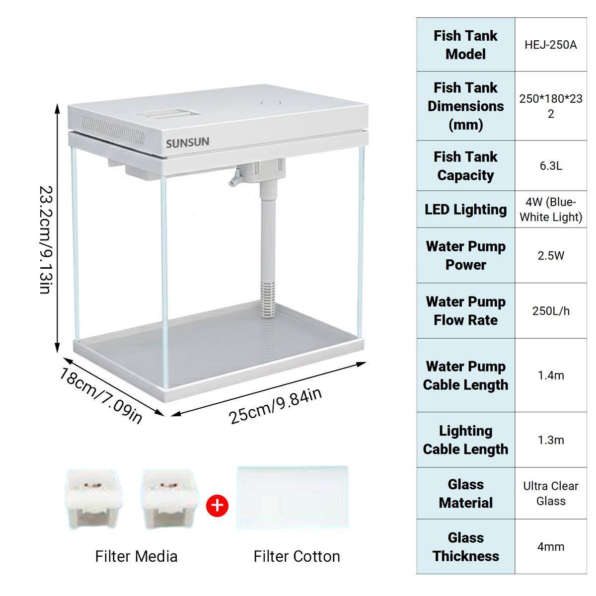 3 In 1 Aquarium Fish Tank Kit With Filter Light