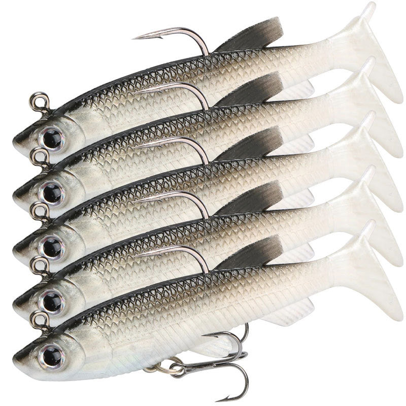 10PCS Soft Poddy Mullet Fishing Lures with Paddle Tail Vibration