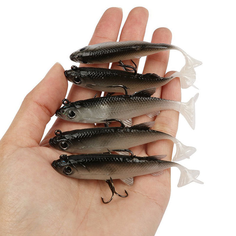 10PCS Soft Poddy Mullet Fishing Lures with Paddle Tail Vibration